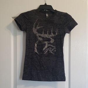 Short Sleeve Black Shirt with Buck Graphic